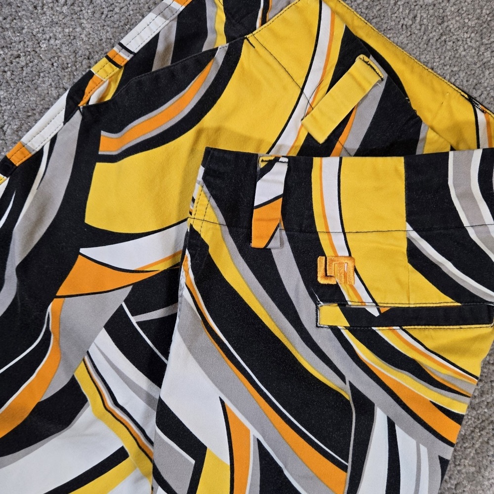 Loudmouth Women's Black Yellow Swirls Gone Wild Golf Shorts Size 12